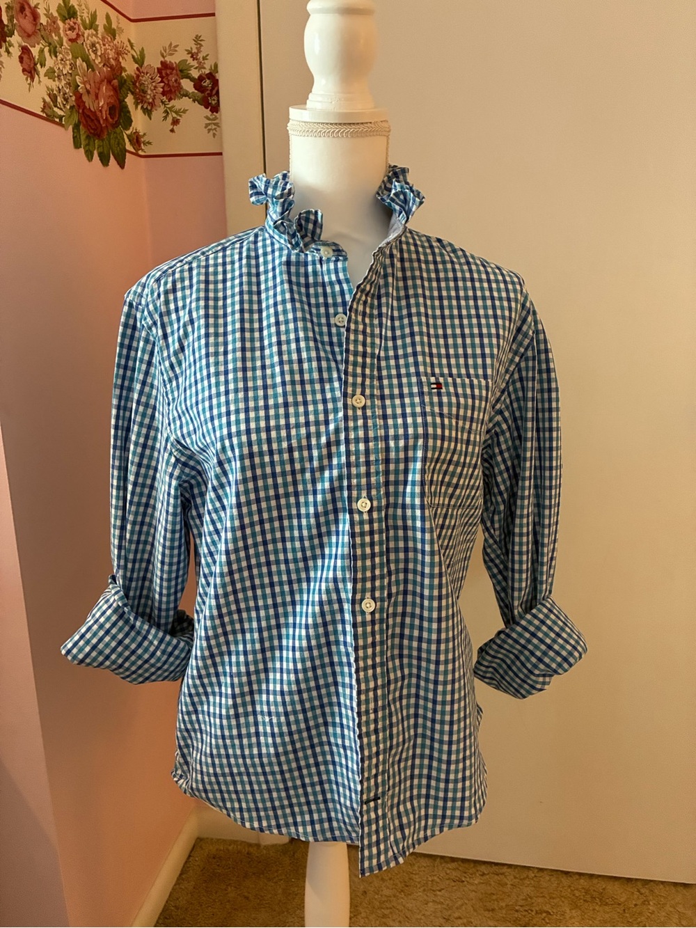 Re-Worked “Girly” Blouse ruffled collar